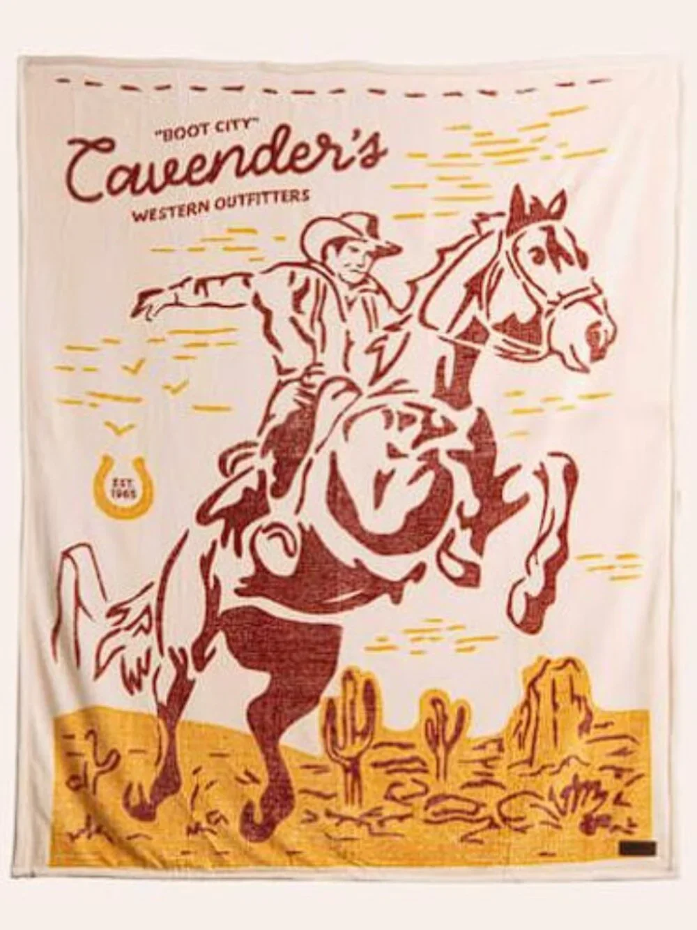 CAVENDER'S Rust & Gold Desert Cowboy Plush Throw